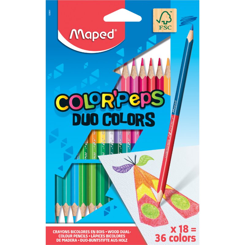 Maped crayons de couleur COLOR'PEPS DUO, triangulaires, 24 pièces