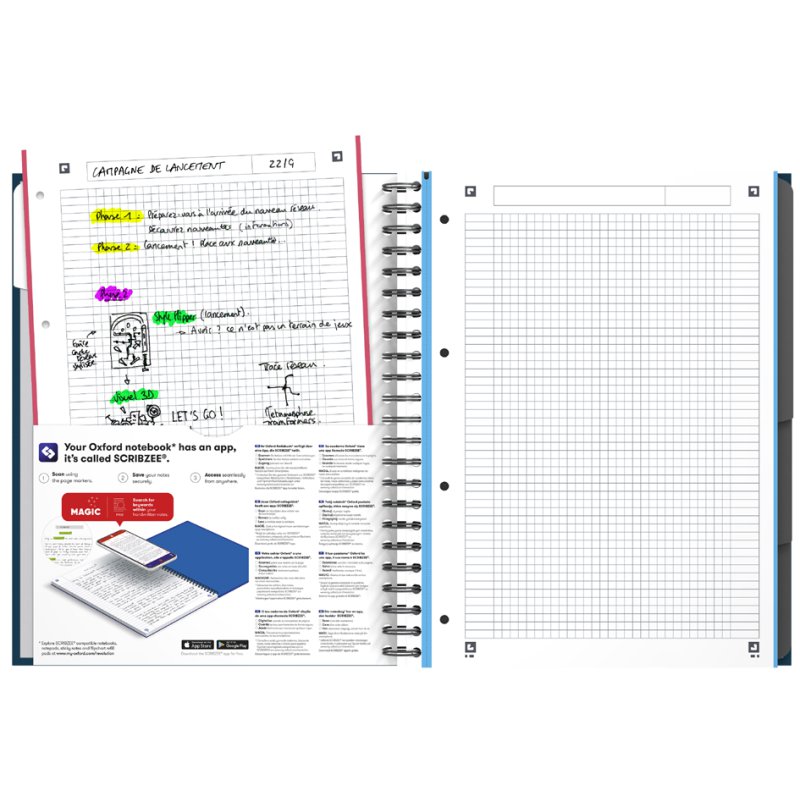 Oxford Office bloc-notes A4+, quadrillé, 120 feuilles, 90 g/m²