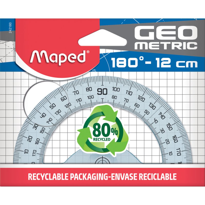 Maped rapporteur demi-circulaire, transparent, 120 mm