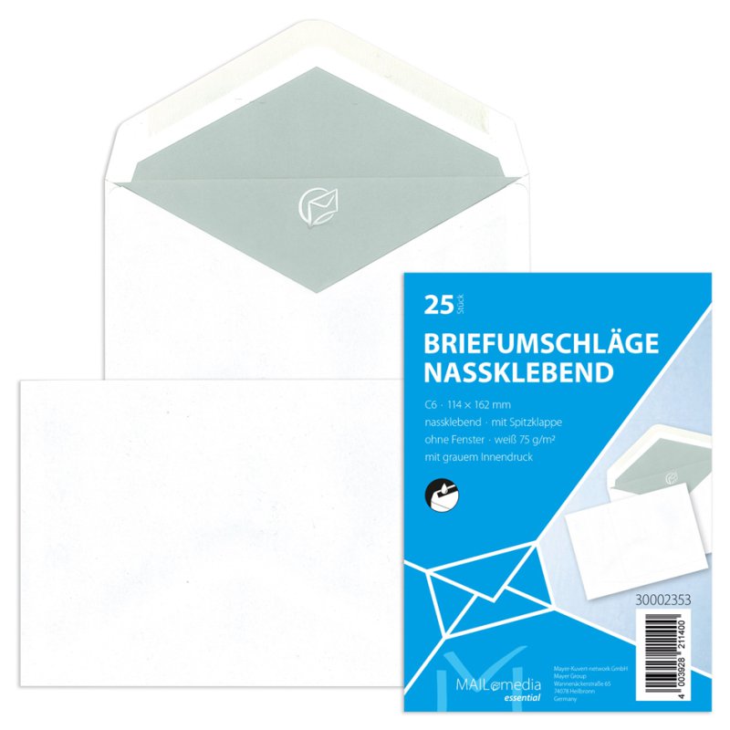 MAILmedia enveloppes DIN Long, blanc sans fenêtre, auto-adhésif, 25 pièces