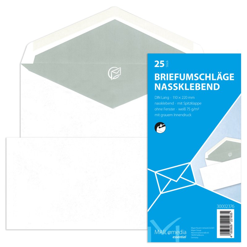 MAILmedia enveloppes DIN Long, blanc sans fenêtre, auto-adhésif, 25 pièces