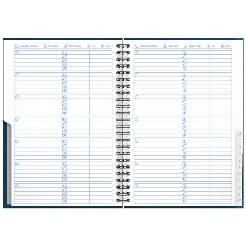 Oxford Office A5 address book, spiral, alphabetical index, 80 sheets