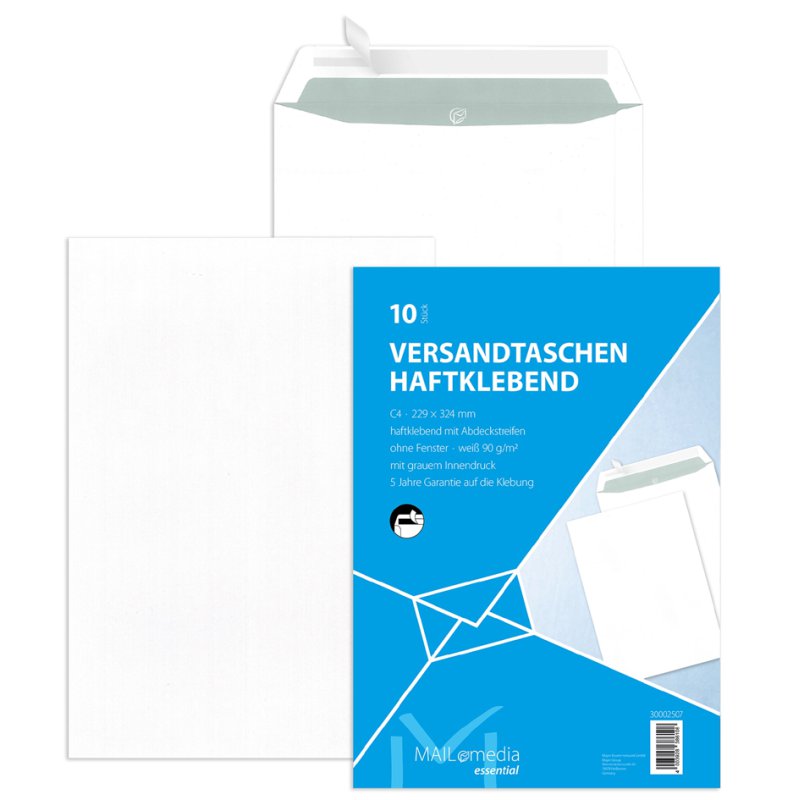 MAILmedia Enveloppes d'expédition C4, blanc, sans fenêtre, 10 pièces