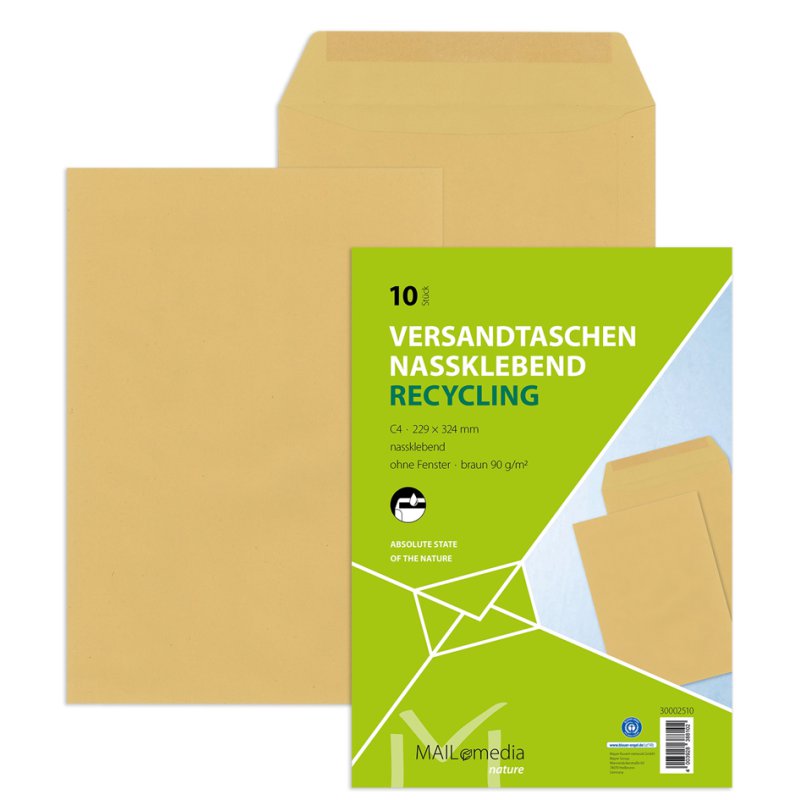 MAILmedia Enveloppes d'expédition kraft naturel, B4, brun, 10 pièces