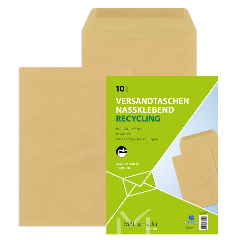 MAILmedia Enveloppes d'expédition kraft naturel, B4, brun, 10 pièces
