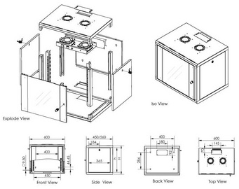 DIGITUS 19" wandverdeelkast Unique Line, 12 HE, lichtgrijs, 600×450×625 mm