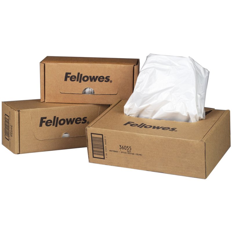 Fellowes afvalzakken papiervernietiger, 94 liter, transparant, 50 stuks