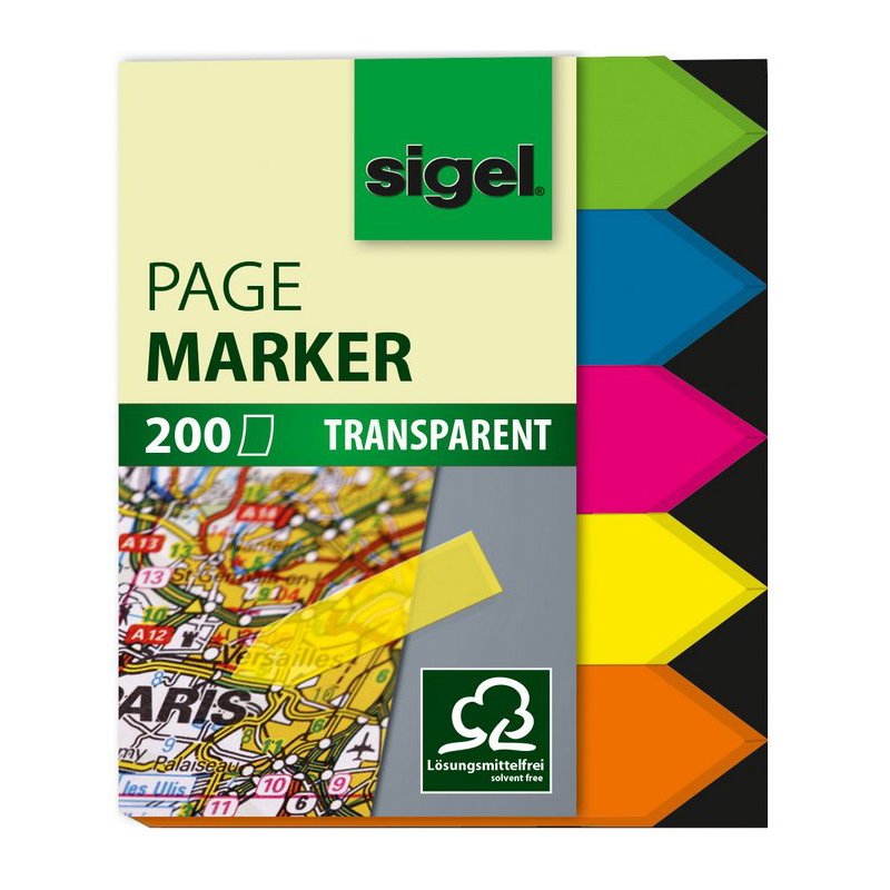 Sigel haftmarkers Film, 50 × 20 mm, gekleurd gesorteerd, 160 stuks
