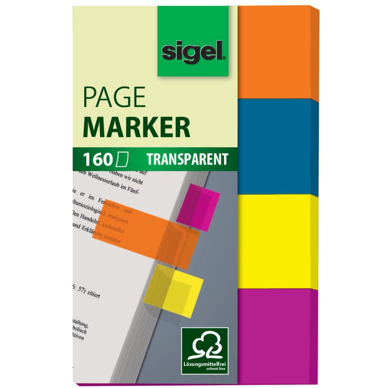 Sigel haftmarkers Film, 50 × 20 mm, gekleurd gesorteerd, 160 stuks