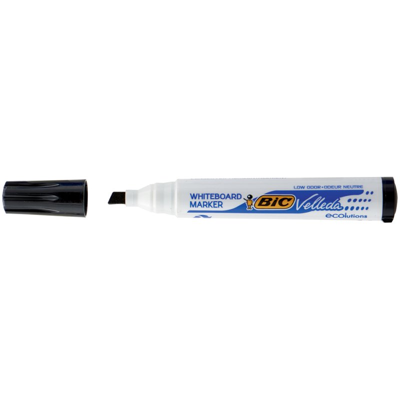 BIC marqueur pour tableau blanc Velleda 1751 ECOlutions, noir, pointe biseautée, 3,7-5,5 mm