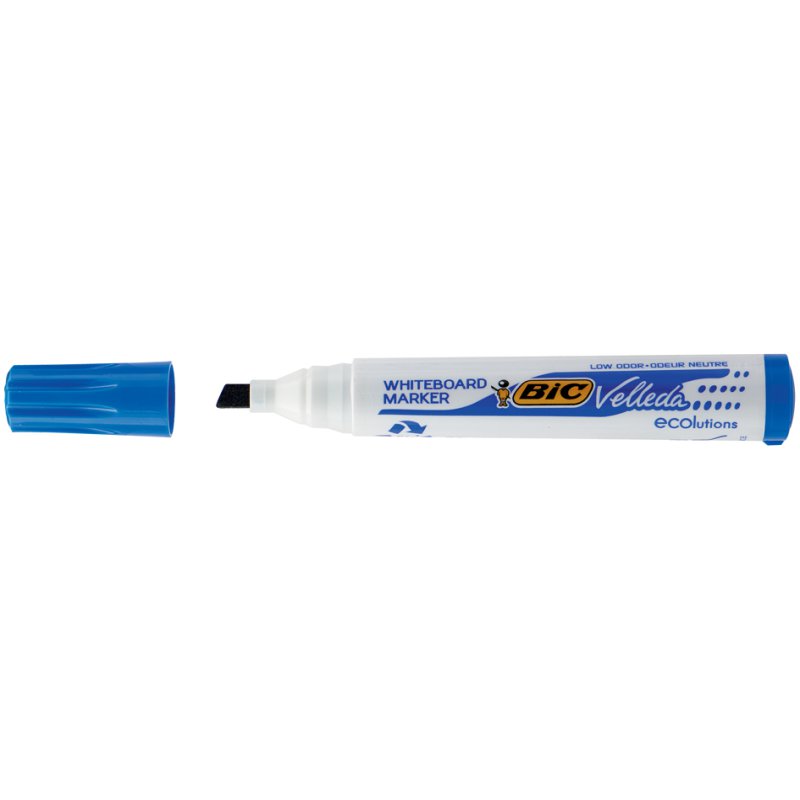 BIC marqueur pour tableau blanc Velleda 1751 ECOlutions, noir, pointe biseautée, 3,7-5,5 mm