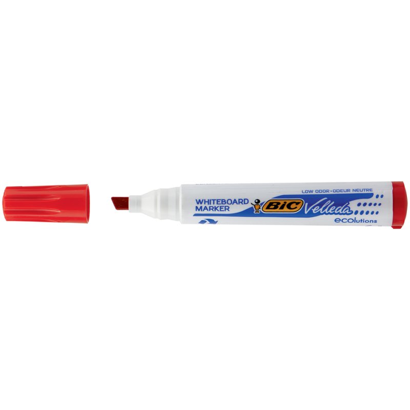 BIC marqueur pour tableau blanc Velleda 1751 ECOlutions, noir, pointe biseautée, 3,7-5,5 mm