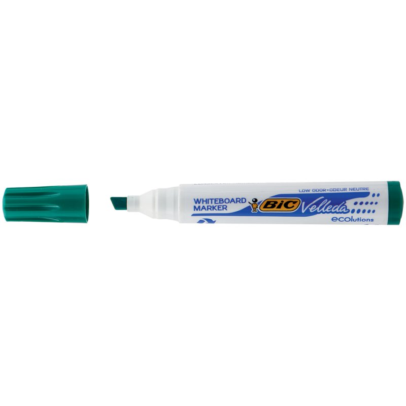 BIC marqueur pour tableau blanc Velleda 1751 ECOlutions, noir, pointe biseautée, 3,7-5,5 mm