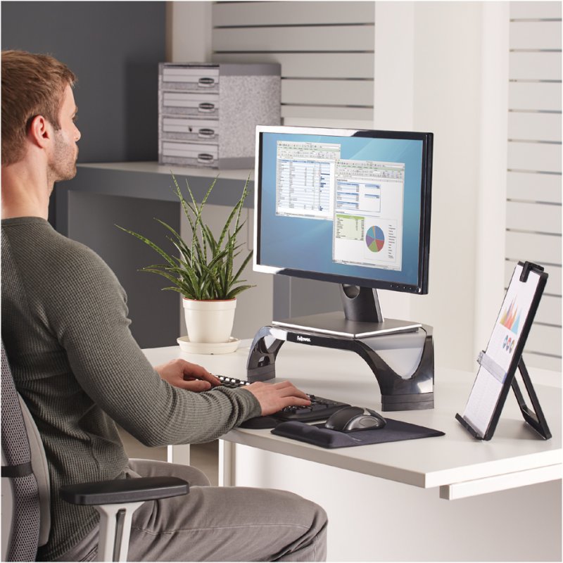 Fellowes support écran Smart Suites, hauteur réglable en 3 positions, noir/argent