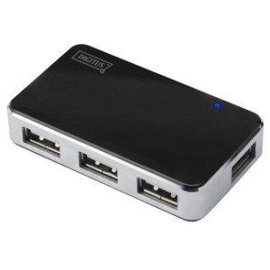 DIGITUS USB 2.0 mini hub, 4 poorten, zilverkleurig