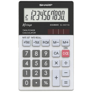 SHARP rekenmachine EL-W211G, grijs, solar- en batterijvoeding