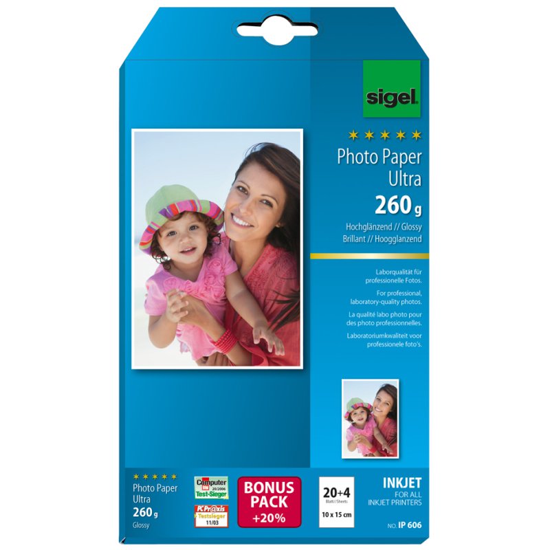 Sigel fotopapier Ultra-Foto, superwit, 10×15 cm, hoogglans, 260 g/m²