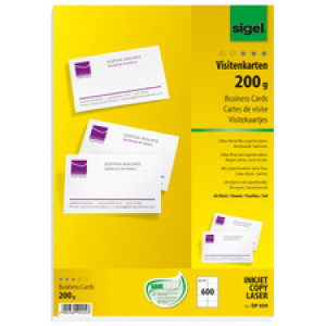 Sigel visitekaartjes, 85×55 mm, hochwit, 600 stuks