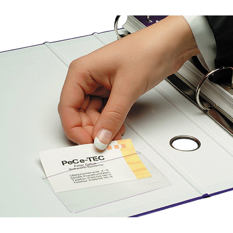 Sigel étuis pour cartes de visite PP, autocollant, transparent, 90×55 mm, 100 pièces