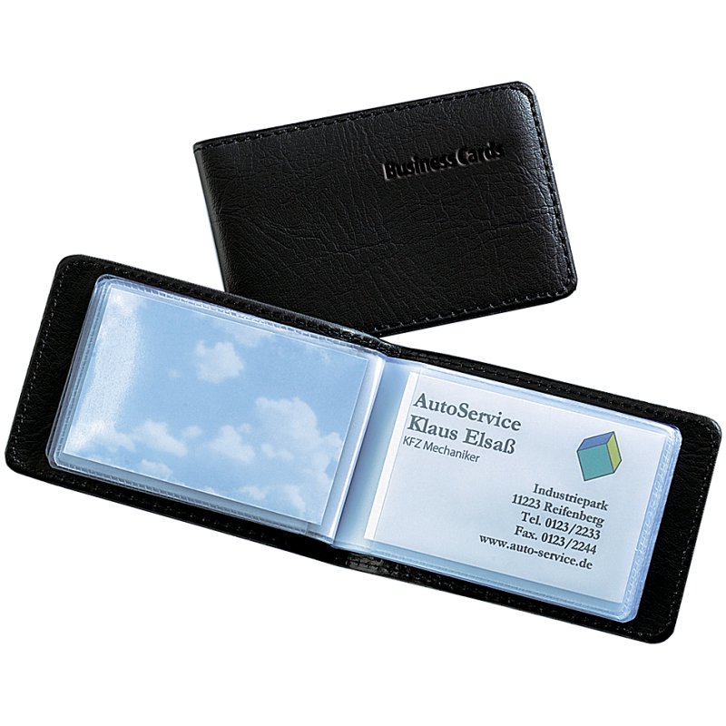 Sigel business card album, leather look matt black, 120 cards
