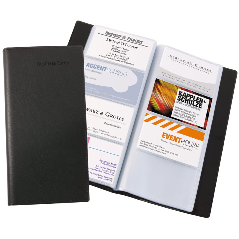 Sigel business card album, leather look, black, matt