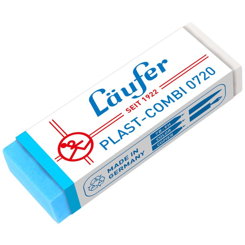 Läufer Gomme Combi Plast double face, bleu/transparent