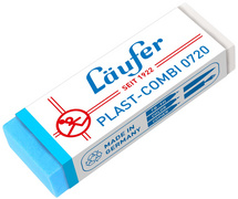 Läufer Plast Combi gum, pen en potlood, blauw/transparant