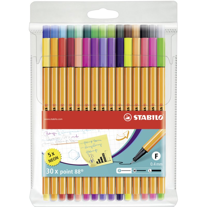 STABILO fineliner point 88, 0,4 mm, 30 pièces