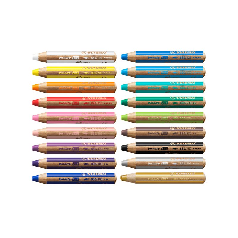 STABILO crayon multifonction 3-en-1, blanc, 10 mm, 115 mm