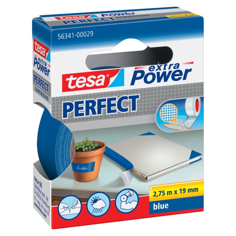 tesa textieltape Extra Power Perfect, 19 mm × 25 m, zwart