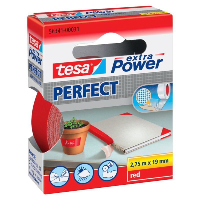 tesa textieltape Extra Power Perfect, 19 mm × 25 m, zwart