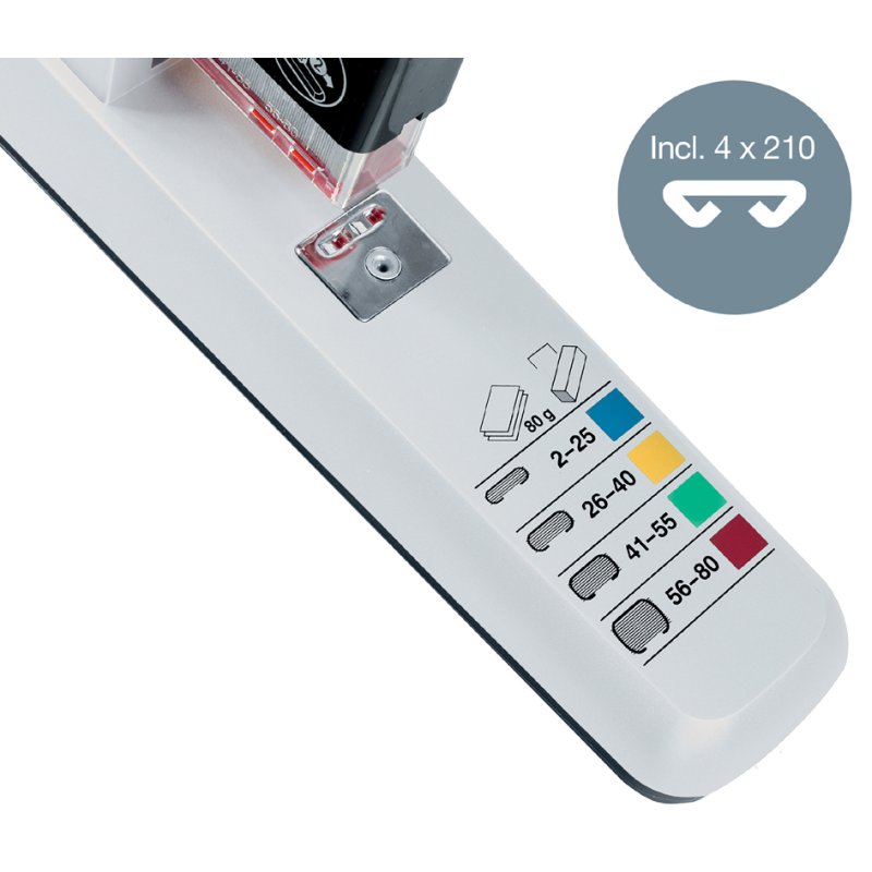 LEITZ agrafeuse de bloc 5551, capacité d'agrafage 80 feuilles, argent