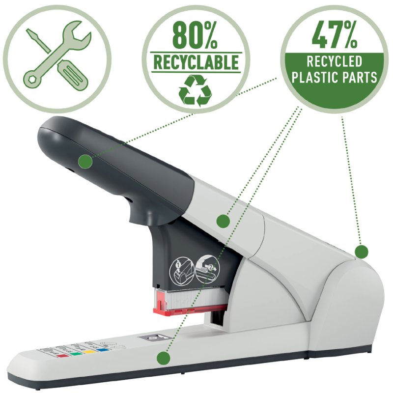 LEITZ agrafeuse de bloc 5551, capacité d'agrafage 80 feuilles, argent