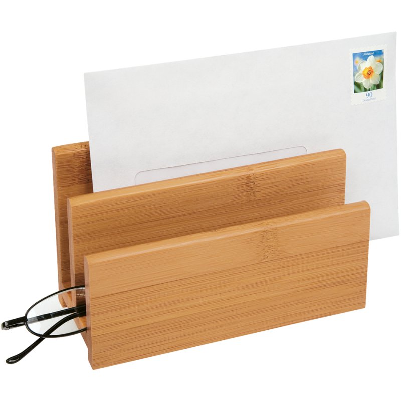 WEDO bamboo letter box, natural, 2 compartments, 140×62×90 mm