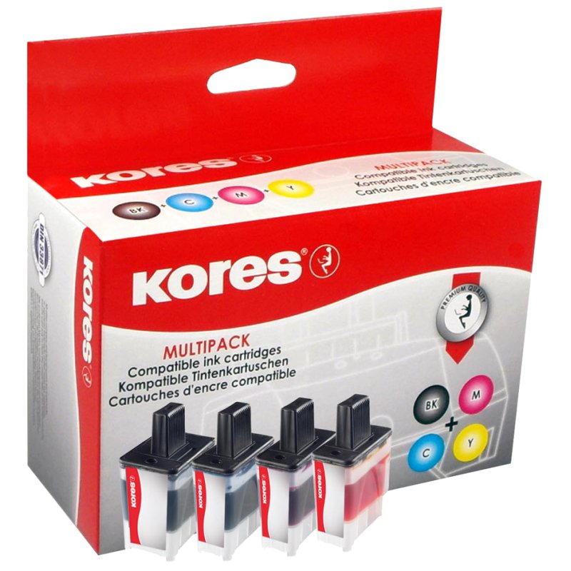 Kores Multi-Pack inktcartridges G1527, vervangt Brother LC-127/125XL, zwart/cyan/magenta/geel