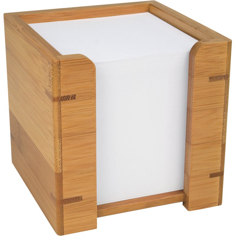 WEDO notitiehouder bamboe, 900 vel wit papier, 90×90 mm