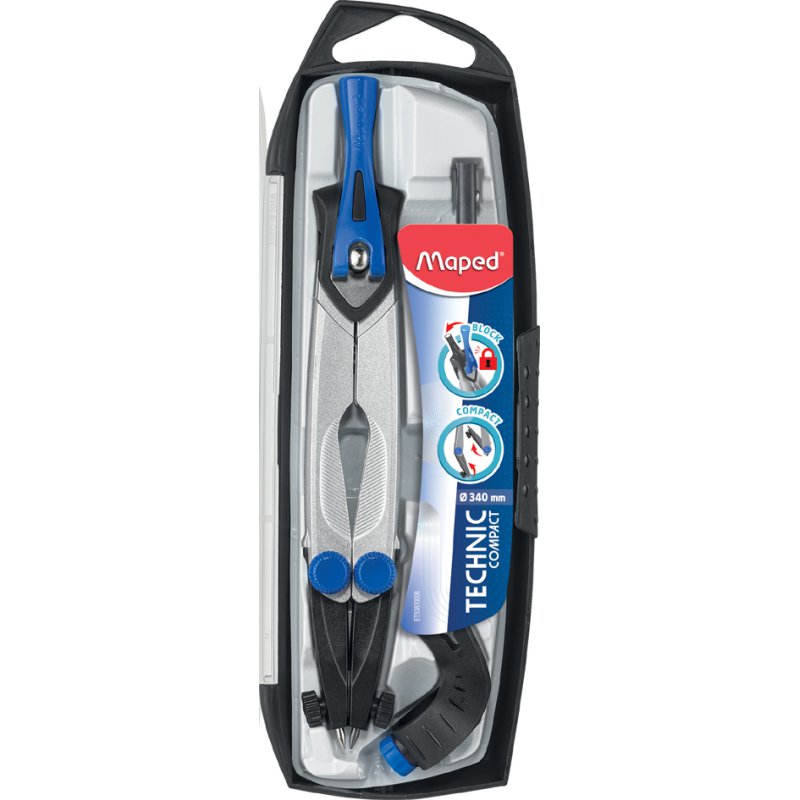 Maped set de compas Technic Concept, 4 pièces, bleu, max 360 mm