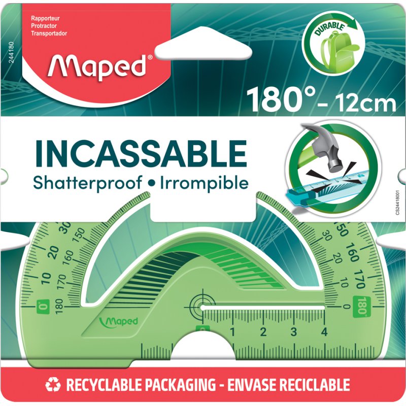 Maped rapporteur semi-circulaire flex 180°, 120 mm, plastique