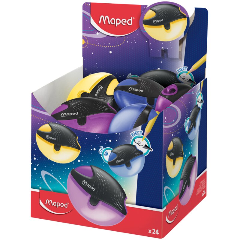 Maped pencil sharpener Galactic, plastic, assorted, 24 pieces