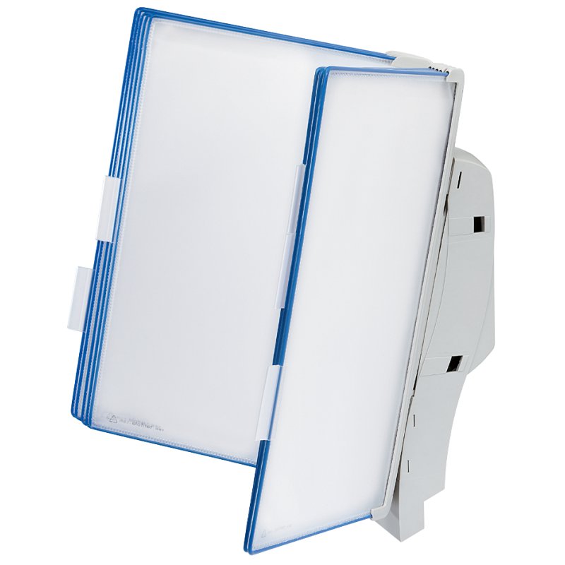 djois by Tarifold wandpresentatiesysteem Design, A4, lichtgrijs, 10 blauwe draaitafels