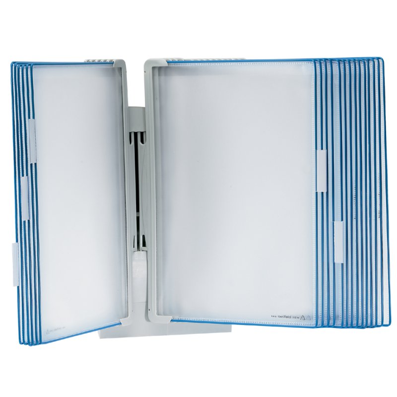 djois by Tarifold wandpresentatiesysteem Design, A4, lichtgrijs, 10 blauwe draaitafels