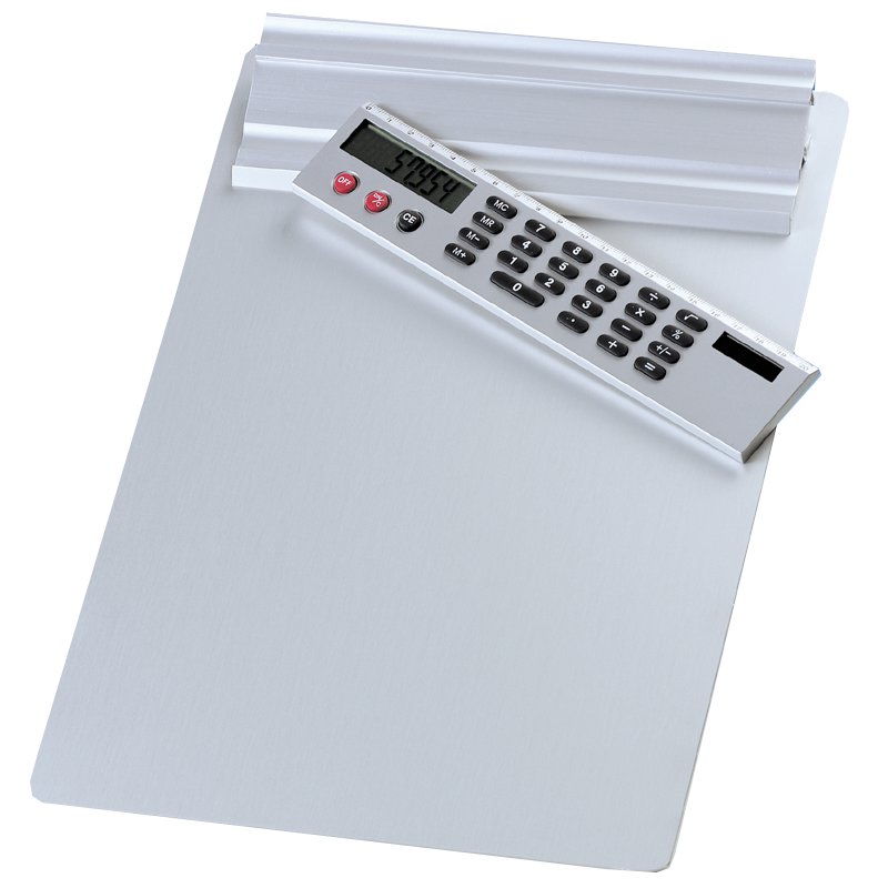 WEDO clipboard A4, removable calculator, aluminium