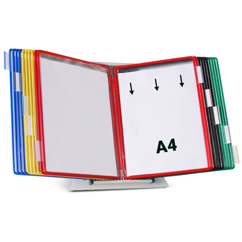 djois metal table stand, 30 display sleeves A4, light grey lacquered