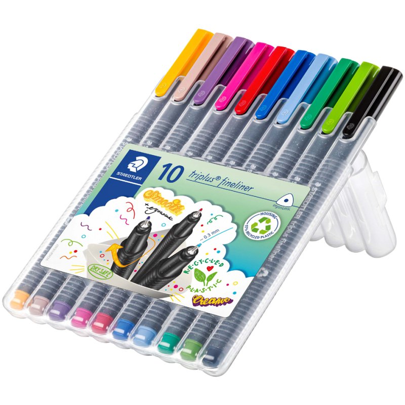 STAEDTLER feutre fin triplus, triangulaire, 0,3 mm, 10 pièces