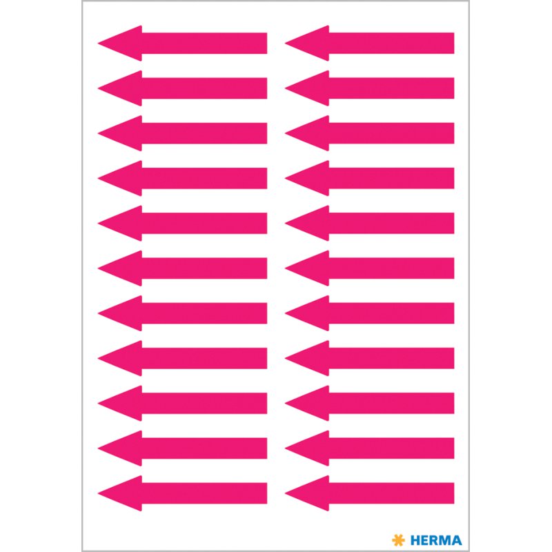 HERMA étiquettes d'avertissement flèches, 38×7 mm, rouge fluorescent, 88 pièces