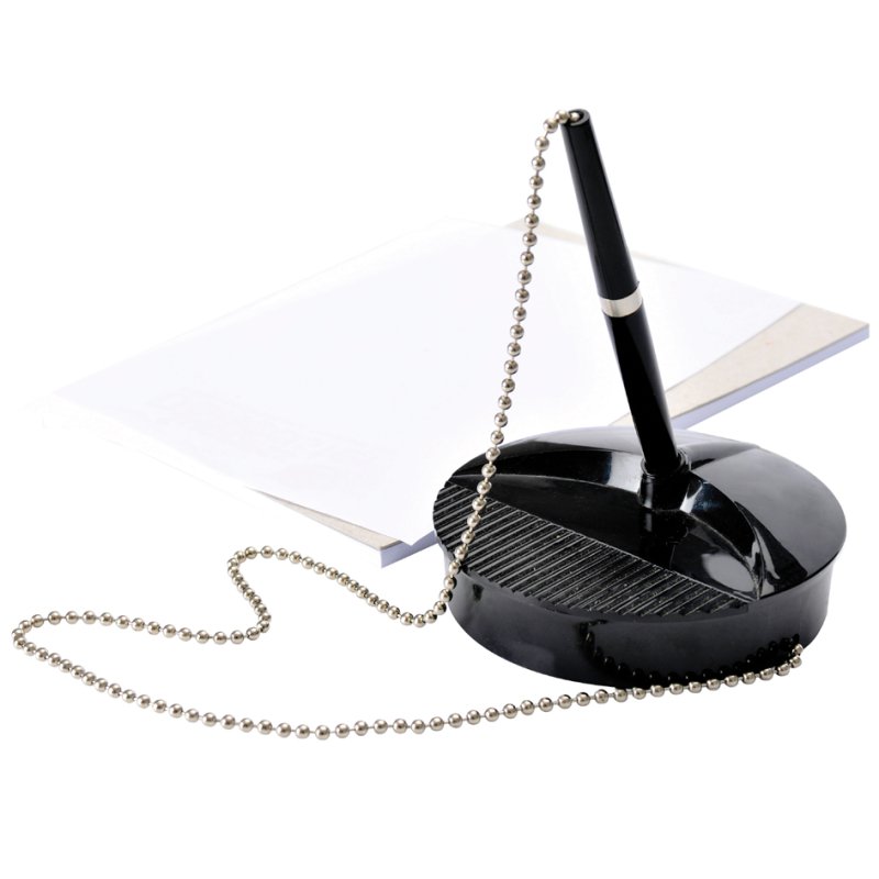 Fellowes stylo à bille avec support, noir, 520 mm chaîne chromée, lesté 300 g