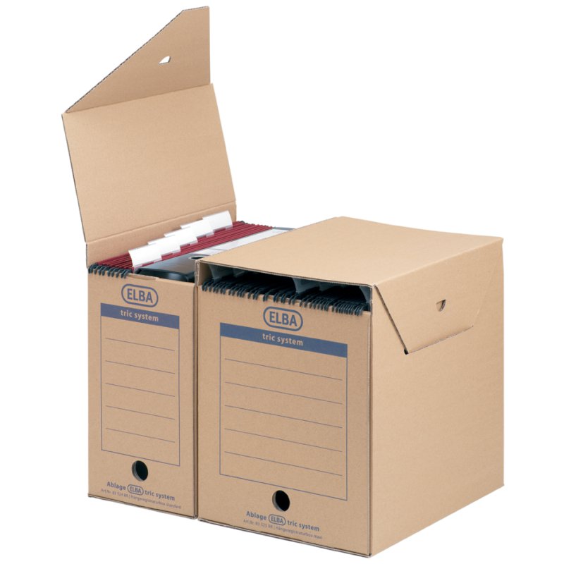 ELBA dossiers suspendus boîte archives tric system maxi, brun naturel, A4, 6 pièces