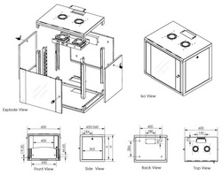DIGITUS wandkast 19 inch 9HE, zwenkframe, lichtgrijs