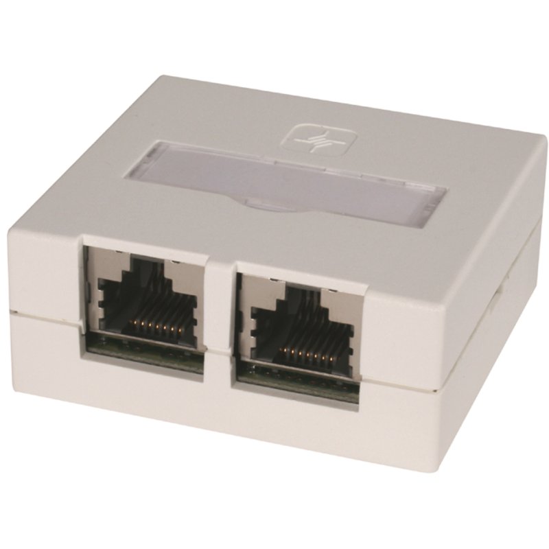 TELEGÄRTNER prise de connexion cat.6 blindée, 2 x RJ45, blanc, 5 pièces