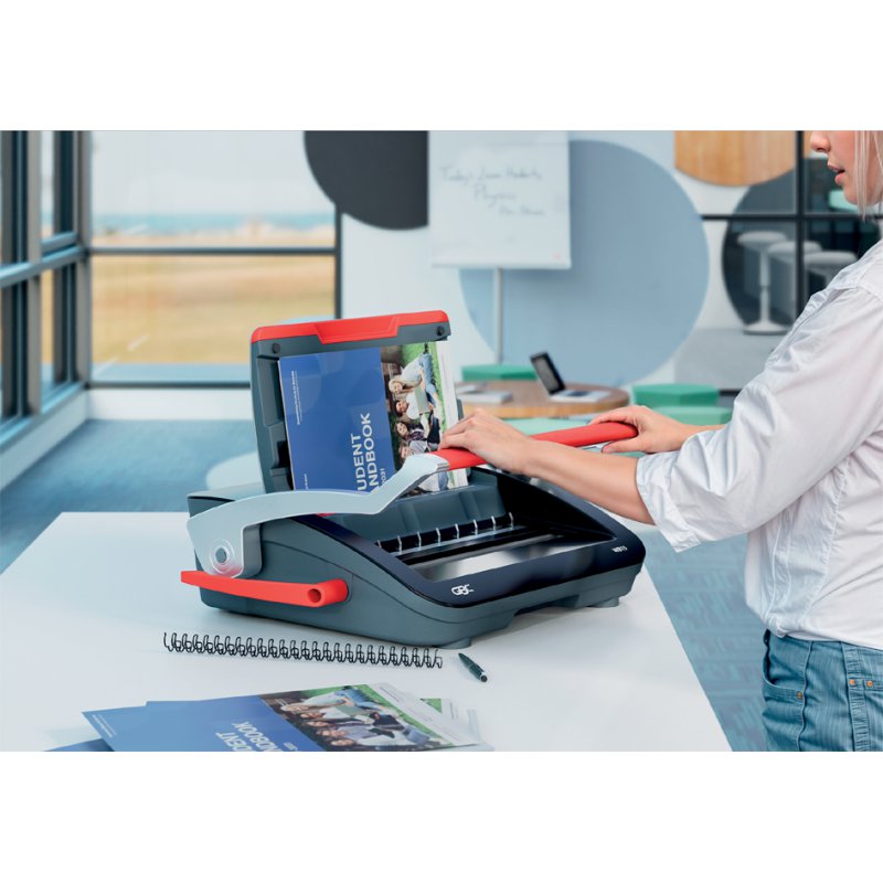 GBC WireBind WB15 binding machine, black/red, up to A4, 15 sheets punching capacity